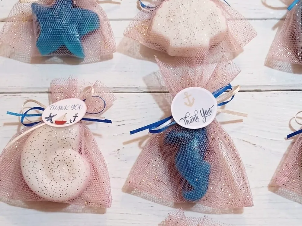 Bolsas de tul con jabones marinos